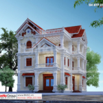 1 thiết kế biệt thự tân cổ điển 3 tầng tại Hải Phòng SH BTP 0166