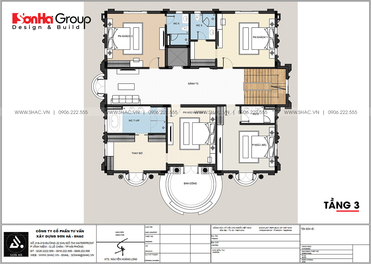 Ngôi biệt thự tân cổ điển 4 tầng diện tích 265m2 có tầng hầm - SH BTP 0165 30 Tầng 3 trong mẫu biệt thự tân cổ điển diện tích 263,76m2 tại Đà Nẵng