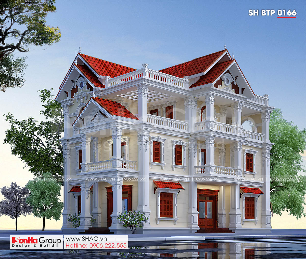Biệt thự tân cổ điển 3 tầng diện tích 300m2 tại Hải Phòng – SH BTP 0166 3 Biệt thự 2 mặt tiền tại Hải Phòng