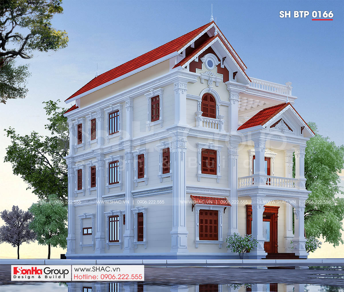 Biệt thự tân cổ điển 3 tầng diện tích 300m2 tại Hải Phòng – SH BTP 0166 4 Biệt thự song lập diện tích 300m2 tại Hải Phòng