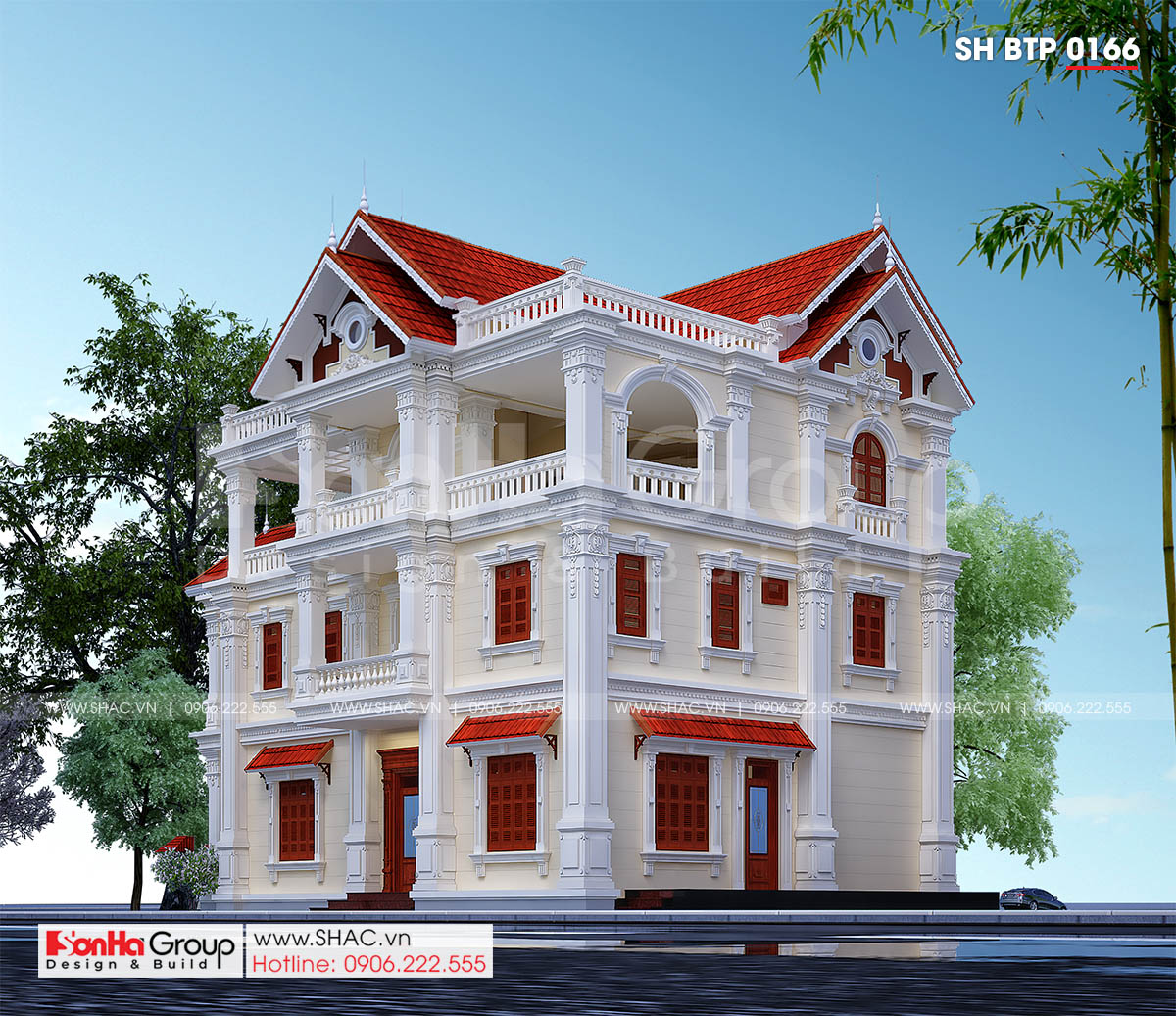 Biệt thự tân cổ điển 3 tầng diện tích 300m2 tại Hải Phòng – SH BTP 0166 5 Ngoại thất đẳng cấp của biệt thự tân cổ điển tại Hải Phòng