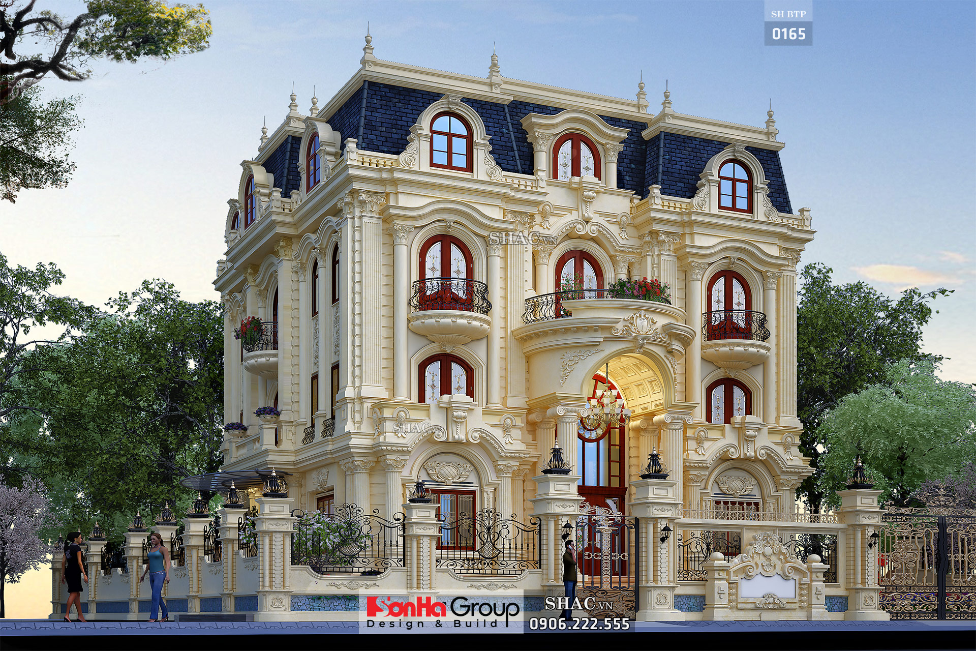 Ngôi biệt thự tân cổ điển 4 tầng diện tích 265m2 có tầng hầm - SH BTP 0165 1 Biệt thự tân cổ điển 4 tầng rộng 165m2