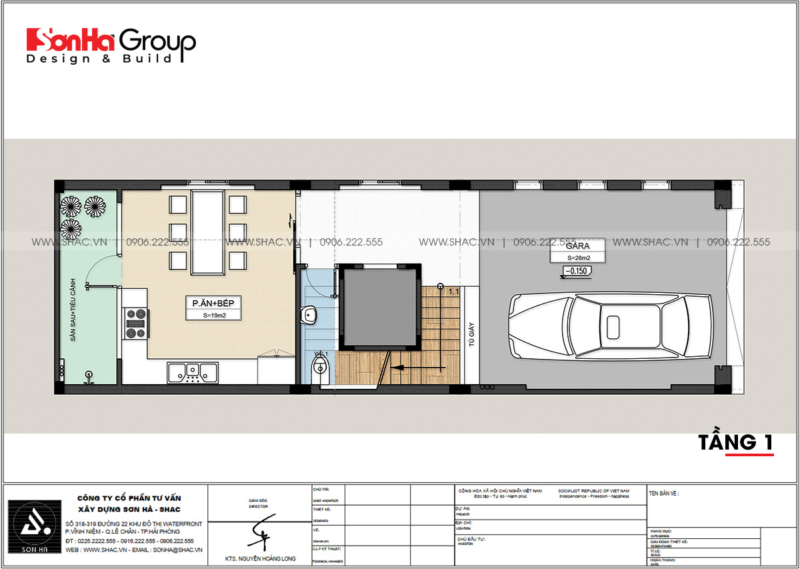 3 bố trí công năng tầng 1 nhà phố 80,5m2 tại Hải Phòng SH NOD 0228
