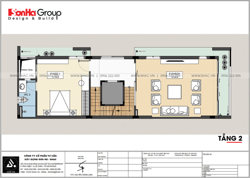 4 tầng 2 trong thiết kế nhà phố 5 tầng tại Hải Phòng SH NOD 0228