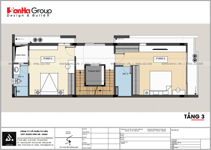 5 mặt bằng tầng 3 trong thiết kế nhà phố sang trọng tại Hải Phòng SH NOD 0228