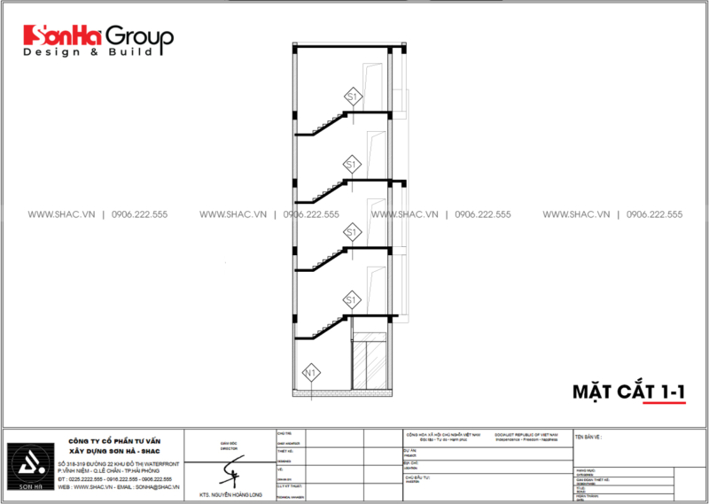 9 mặt cắt 1 1 thiết kế nhà phố 5 tầng tại Hải Phòng SH NOD 0228