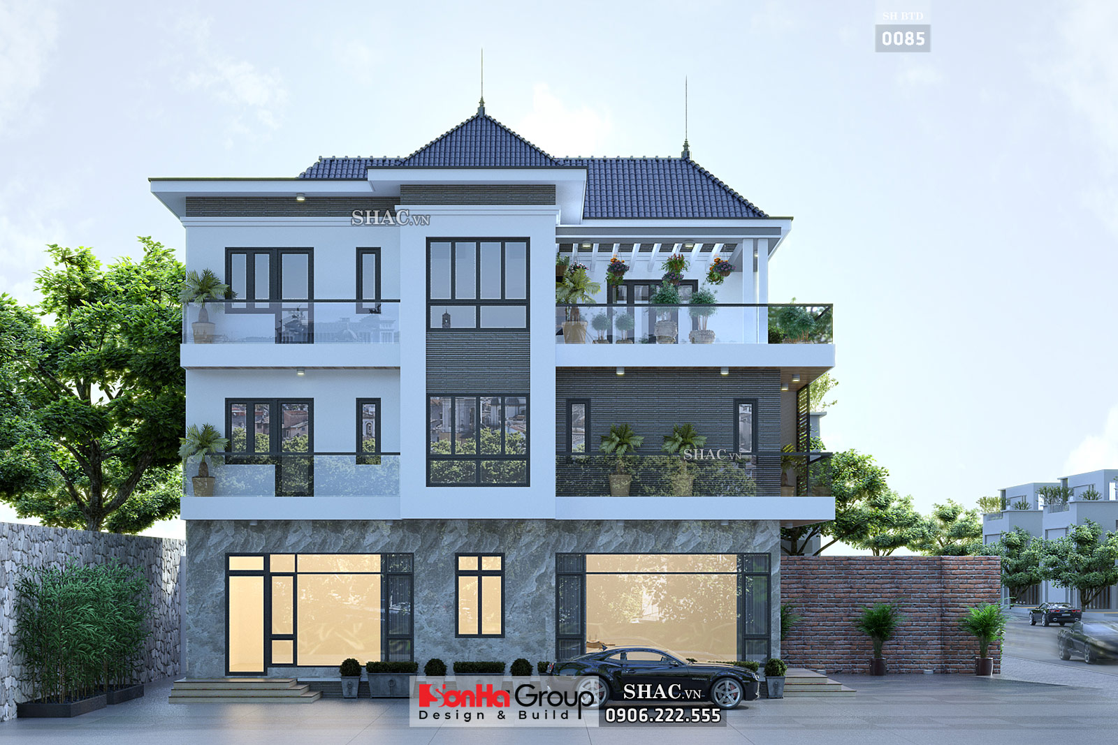 Biệt thự 3 tầng hiện đại 2 mặt tiền rộng 150m2