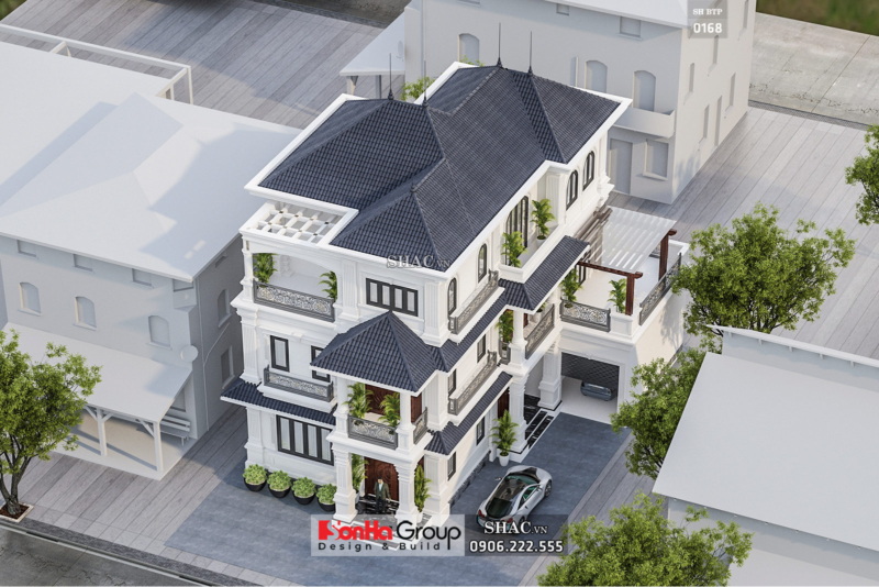 Biệt thự 3 tầng phong cách tân cổ điển rộng 260m2 - SH BTP 0168 13 Tổng quan biệt thự phố 260m2 btp 0168
