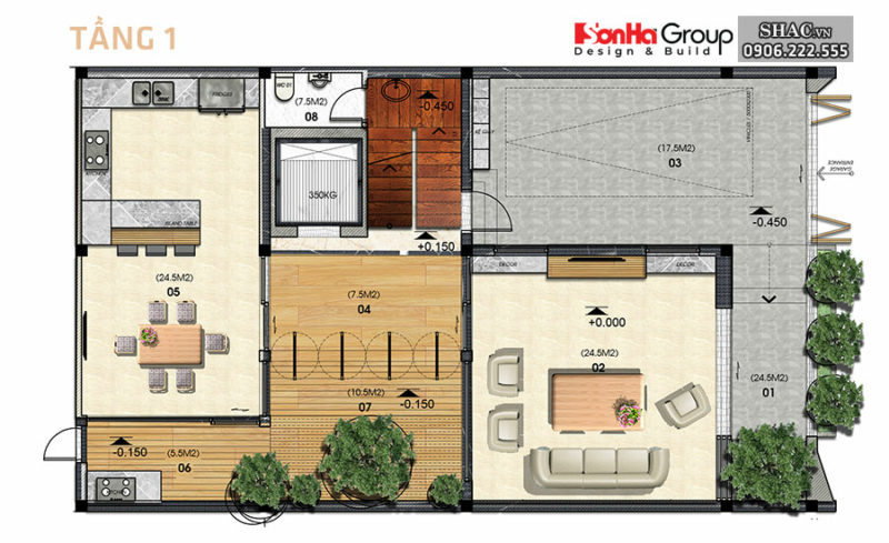 Bản vẽ mặt bằng tầng 1