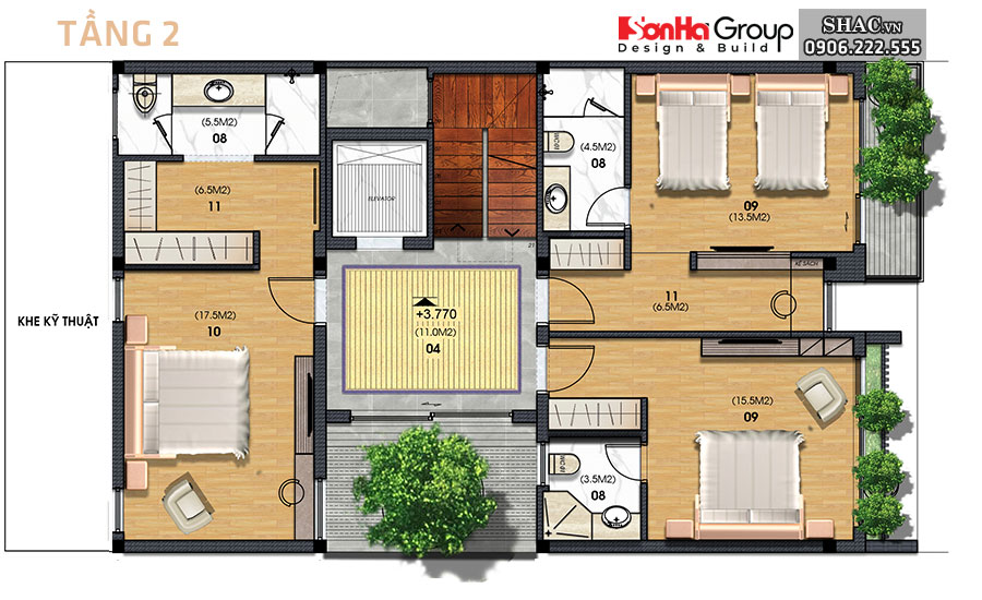 Bản vẽ mặt bằng tầng 2