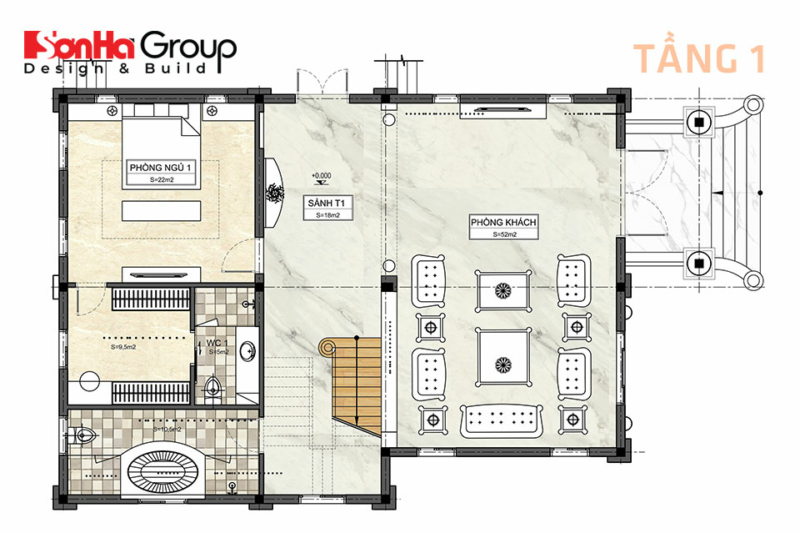 mặt bằng tầng 1
