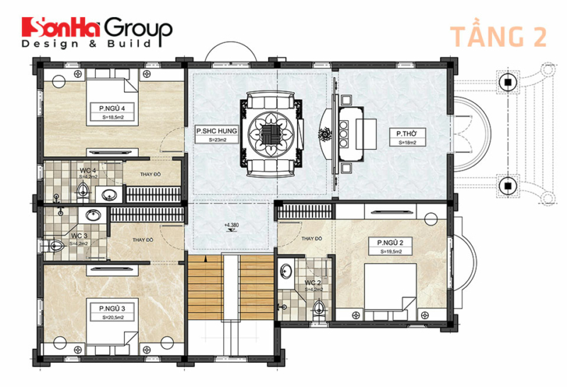 mặt bằng tầng 2