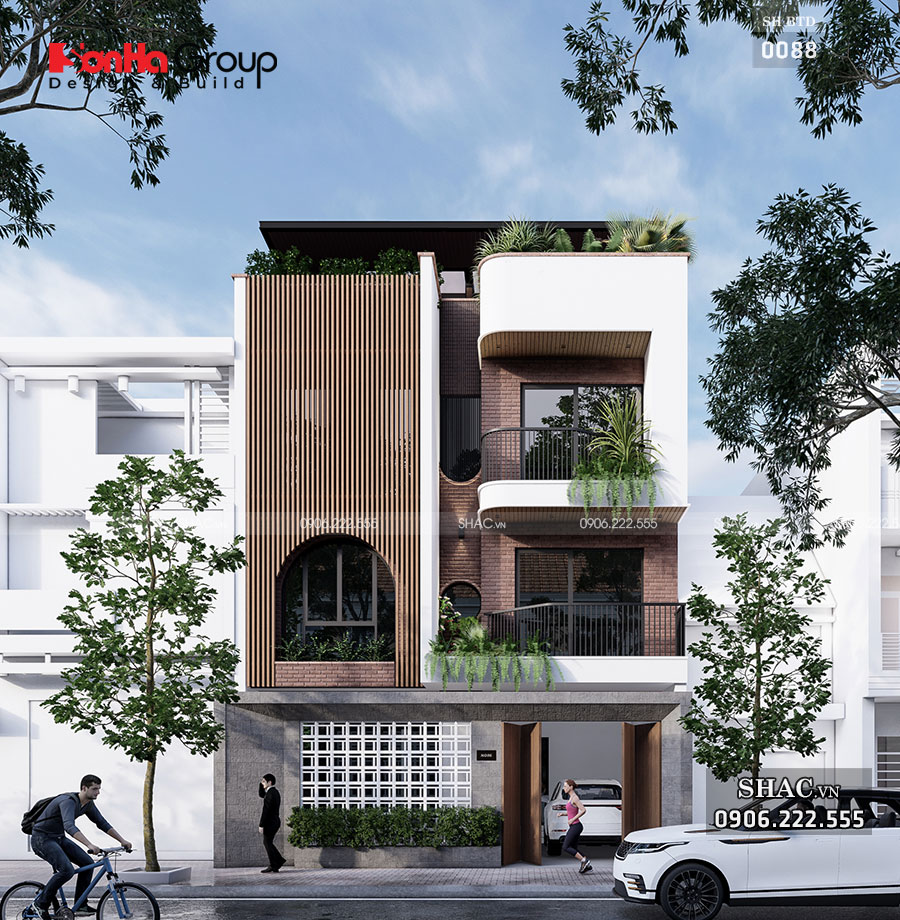 Mặt tiền mẫu thiết kế 3 tầng