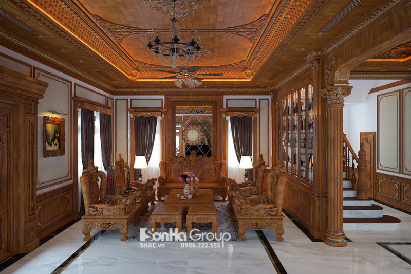 Phòng khách nội thất gỗ