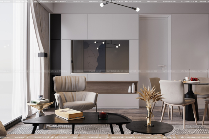 Không gian phòng khách thuộc căn hộ Minato Residence