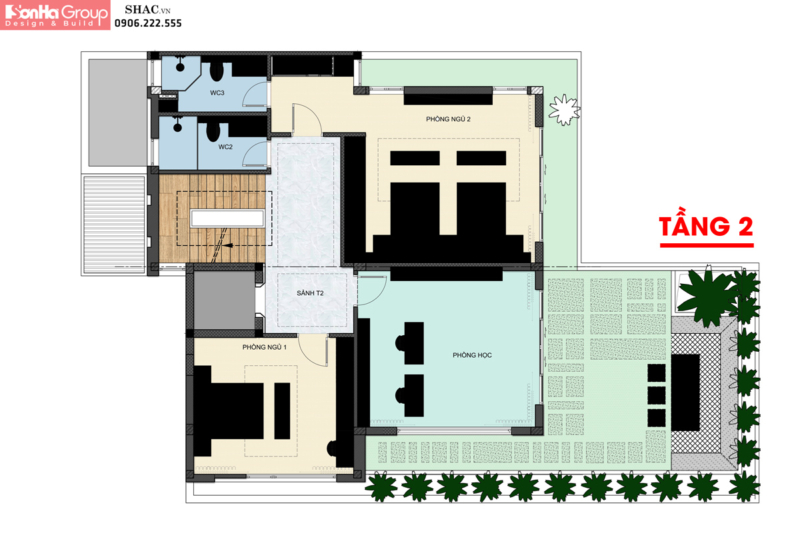 Mặt bằng công năng tầng 2