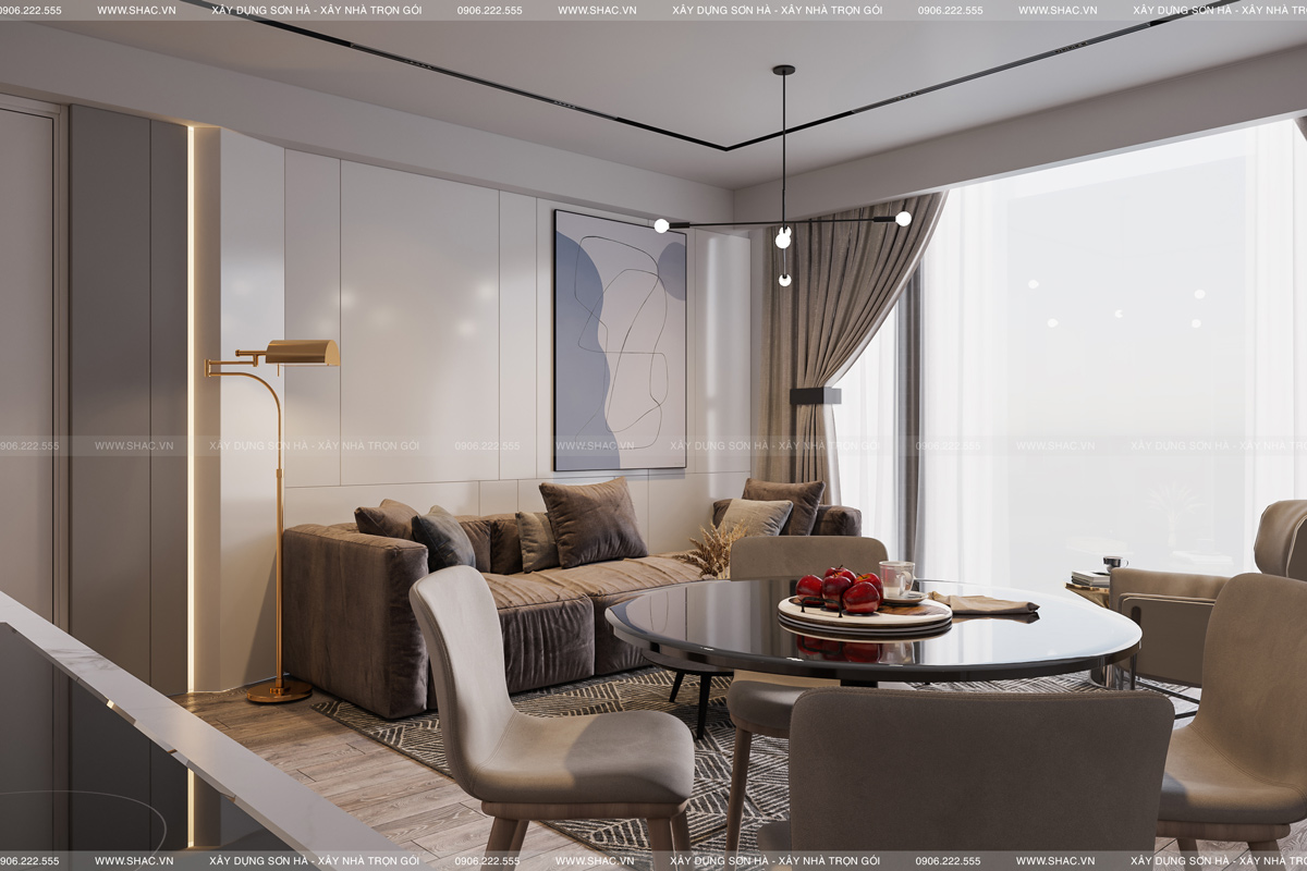 Thiết kế phòng khách và bếp liền kề hợp lý