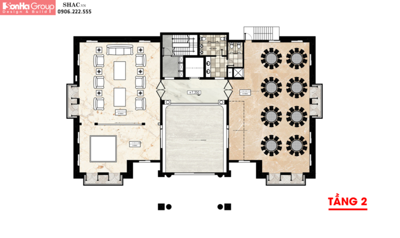 Mẫu thiết kế khách sạn tân cổ điển 450m2 tại Bắc Ninh 5
