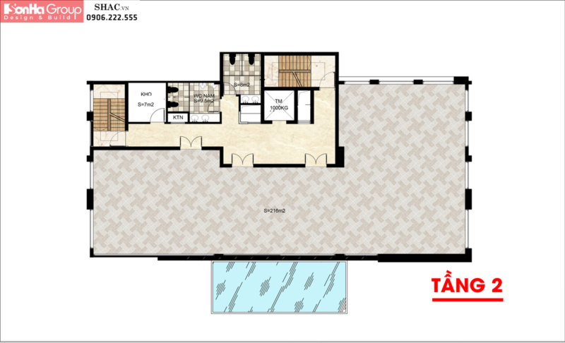 Thiết kế tòa nhà văn phòng hiện đại 350m2 tại Hà Nội - SH KS 0094 4