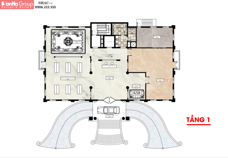 Mẫu thiết kế khách sạn tân cổ điển 450m2 tại Bắc Ninh 4