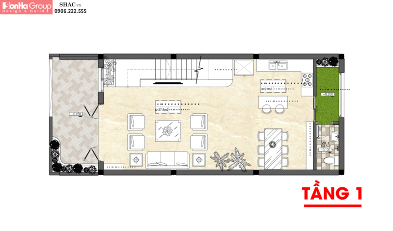 Mẫu thiết kế nhà phố kiểu hiện đại 85m2 - SH NOD 0231 3