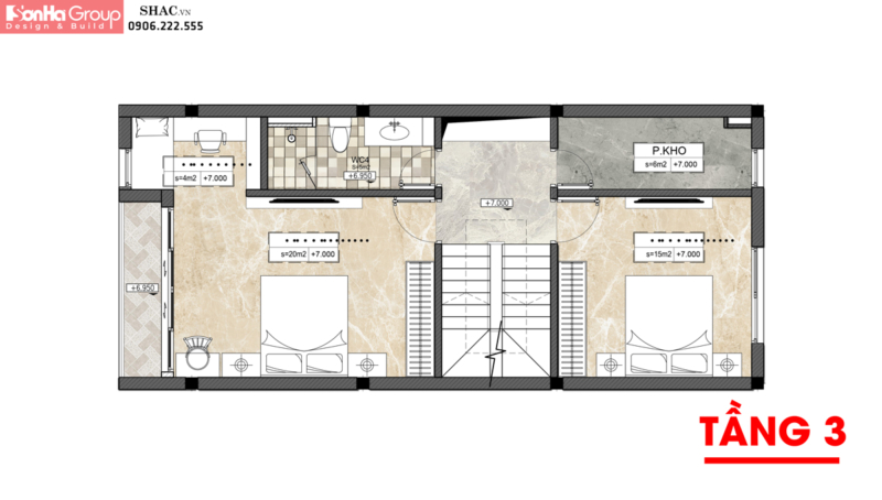 Mẫu thiết kế nhà phố kiểu hiện đại 85m2 - SH NOD 0231 5