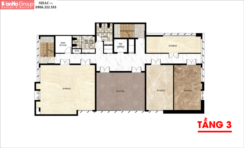 Thiết kế tòa nhà văn phòng hiện đại 350m2 tại Hà Nội - SH KS 0094 5