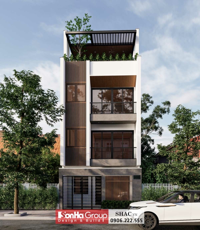 Mẫu thiết kế nhà phố kiểu hiện đại 85m2 - SH NOD 0231 1