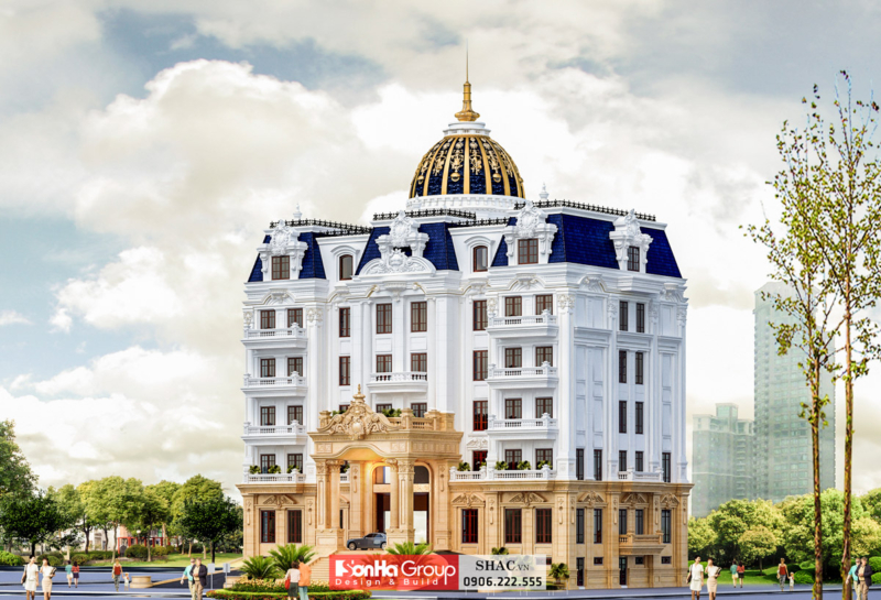 Mẫu thiết kế khách sạn tân cổ điển 450m2 tại Bắc Ninh 2