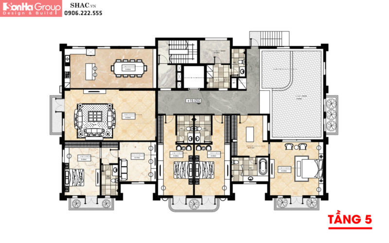 Mẫu thiết kế khách sạn tân cổ điển 450m2 tại Bắc Ninh 8
