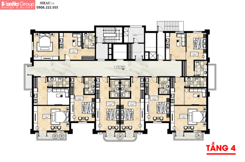 Mẫu thiết kế khách sạn tân cổ điển 450m2 tại Bắc Ninh 7