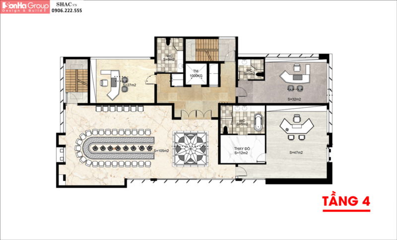 Thiết kế tòa nhà văn phòng hiện đại 350m2 tại Hà Nội - SH KS 0094 6