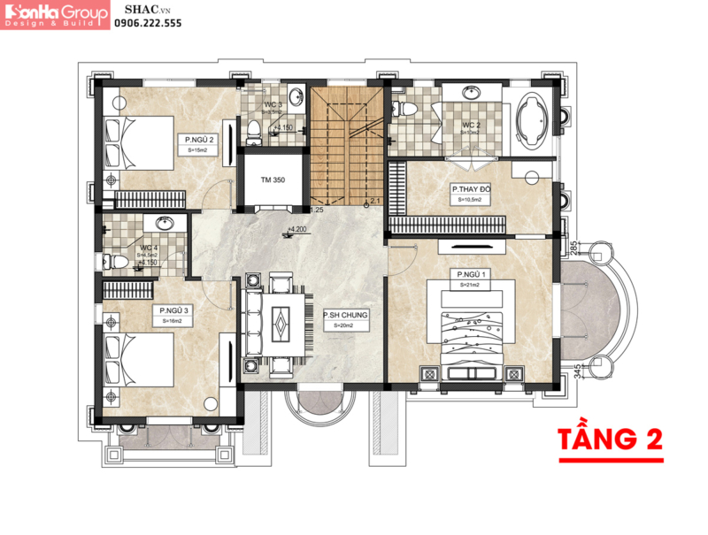 Mẫu biệt thự tân cổ điển 3 tầng 140m2 tại Hải Phòng 34