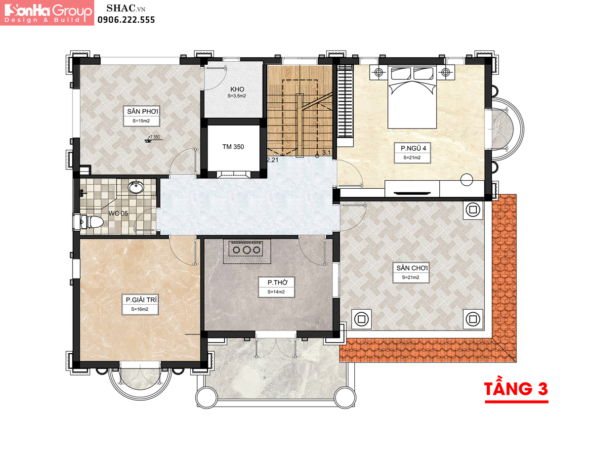 Mẫu biệt thự tân cổ điển 3 tầng 140m2 tại Hải Phòng 77