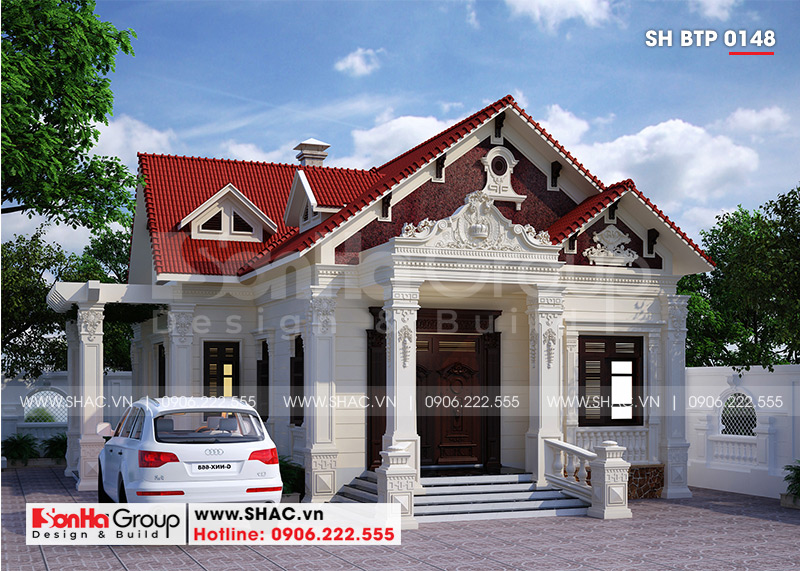 Mẫu nhà biệt thự 3 tầng mái thái đẹp phong cách tân cổ điển - Anh Hùng -  Hải Dương- BT1356