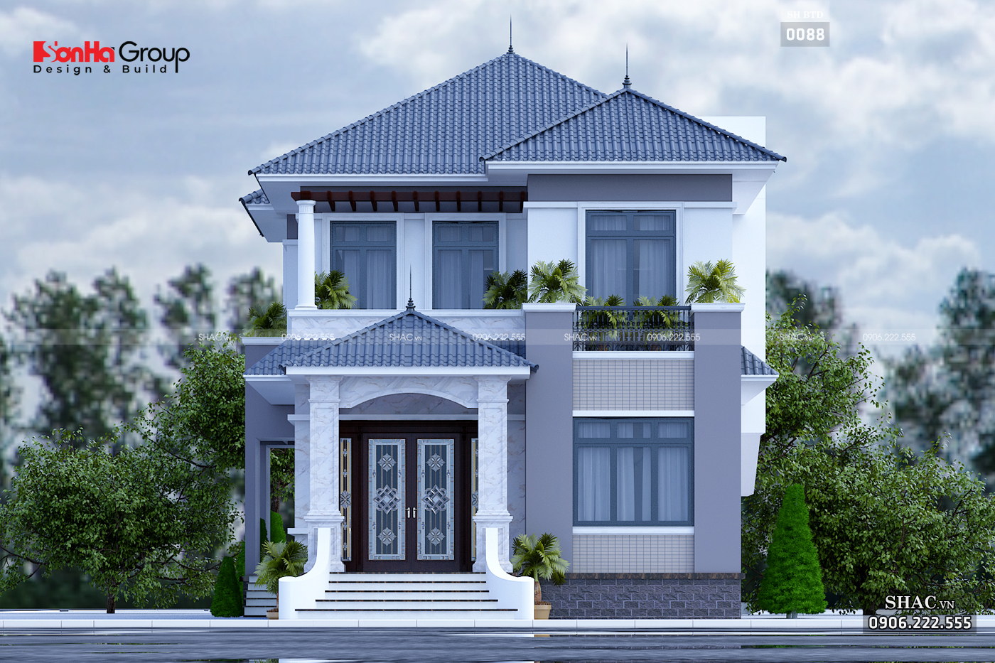 thiết kế biệt thự 2 tầng đẹp