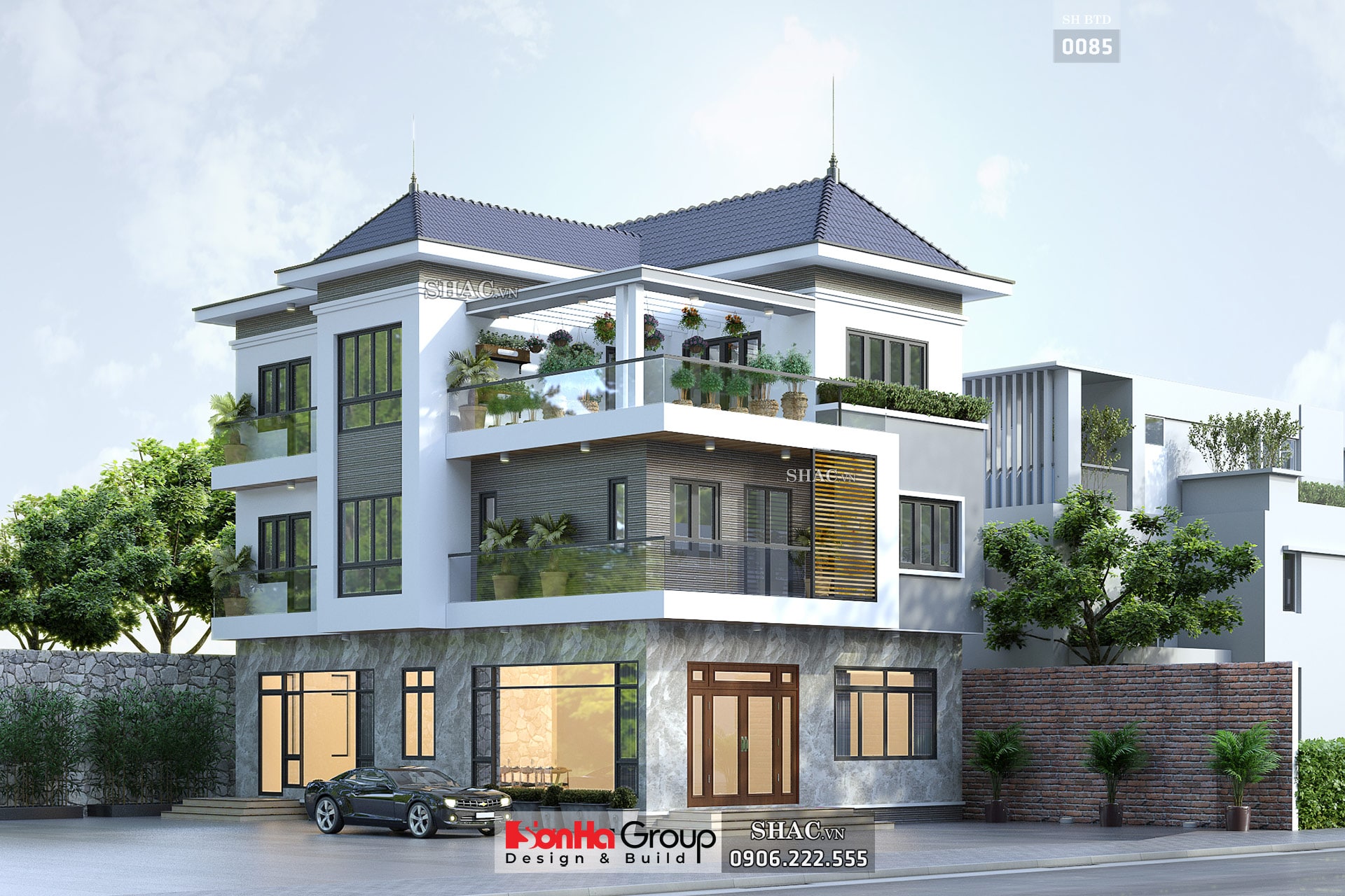 Mẫu thiết kế biệt thự góc 3 tầng 2 mặt tiền hiện đại  Bình Thuận  Kiến  trúc Bộ Ba