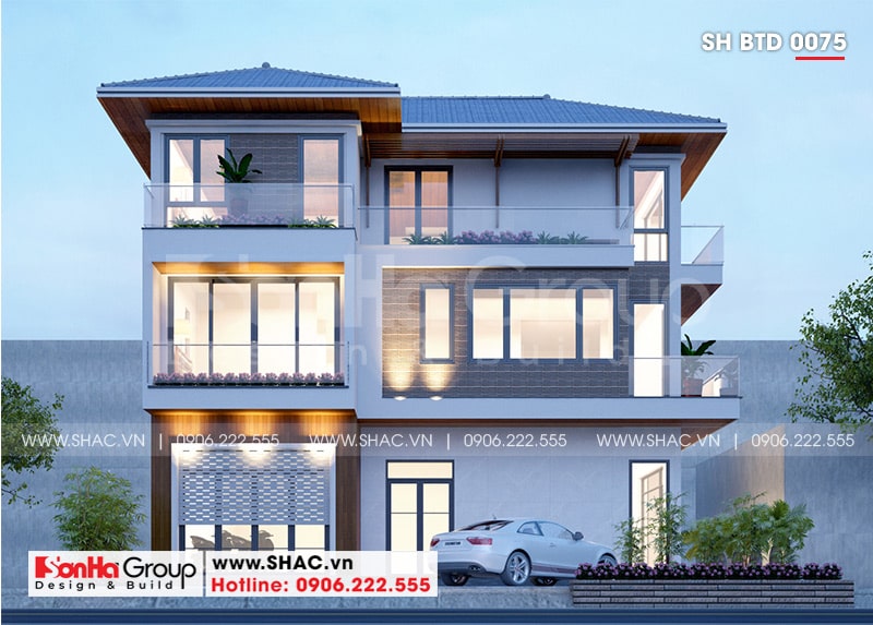 biệt thự 3 tầng mái thái