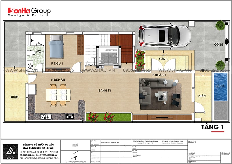 biệt thự 3 tầng mái thái