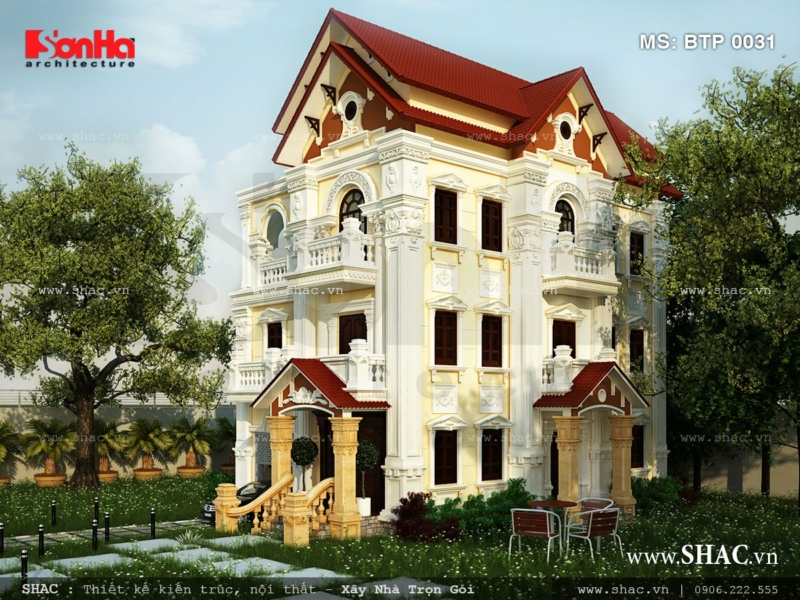 biệt thự 3 tầng mái thái hiện đại