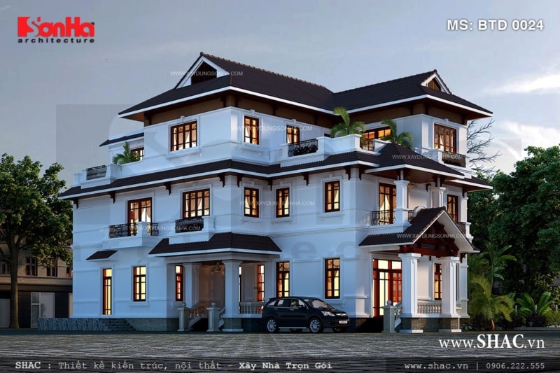 biệt thự 3 tầng mái thái hiện đại