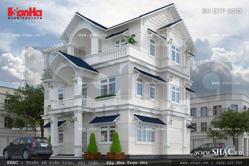 biệt thự 3 tầng mái thái hiện đại