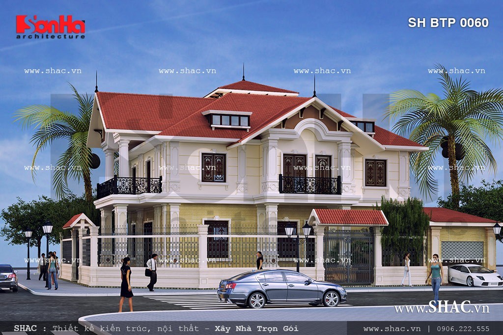 Biệt thự hai mặt tiền kiến trúc Pháp đẹp mẫu biệt thự 2 tầng kiểu Pháp