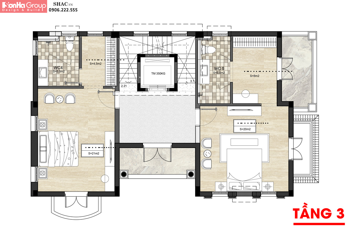 Thiết kế nội thất biệt thự theo phong cách tân cổ điển 123m2 tại Hải Phòng - SH NOP 0222 71