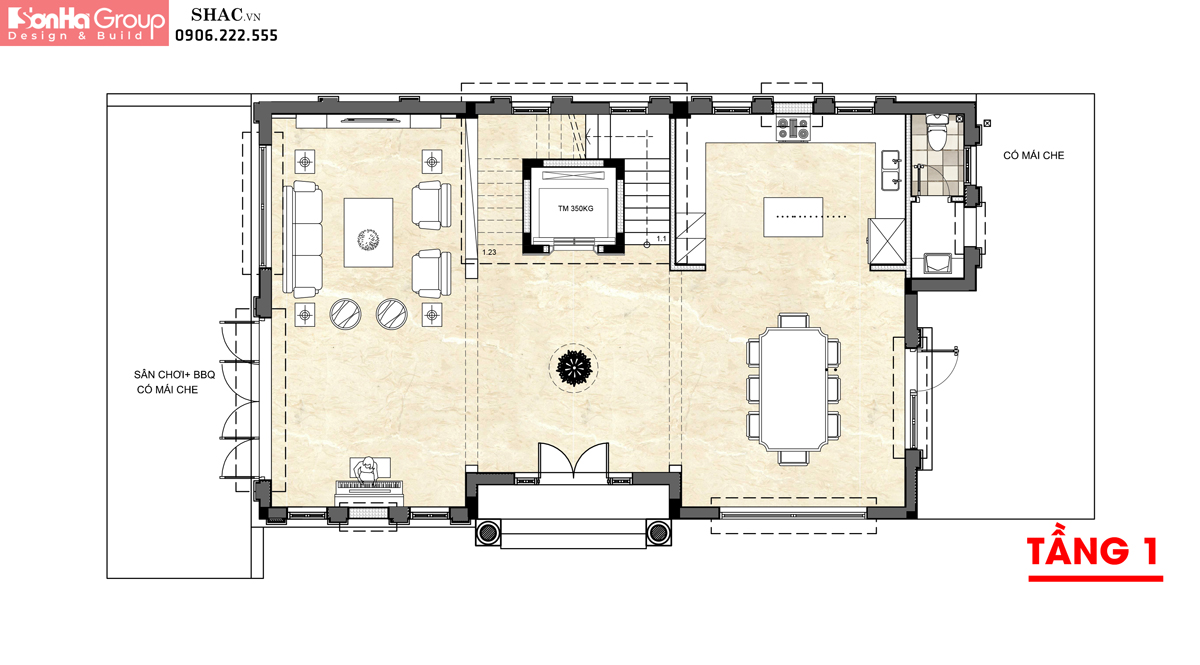 Thiết kế nội thất biệt thự theo phong cách tân cổ điển 123m2 tại Hải Phòng - SH NOP 0222 69