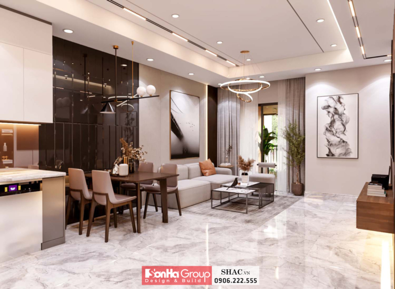 Mẫu thiết kế nội thất căn hộ phong cách hiện đại đẹp tinh tế 2