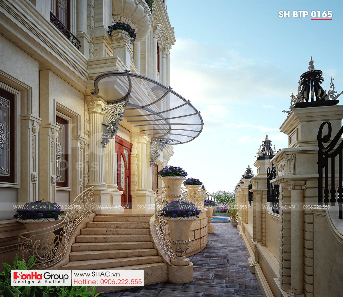 Thiết kế biệt thự tân cổ điển có tầng bán hầm 