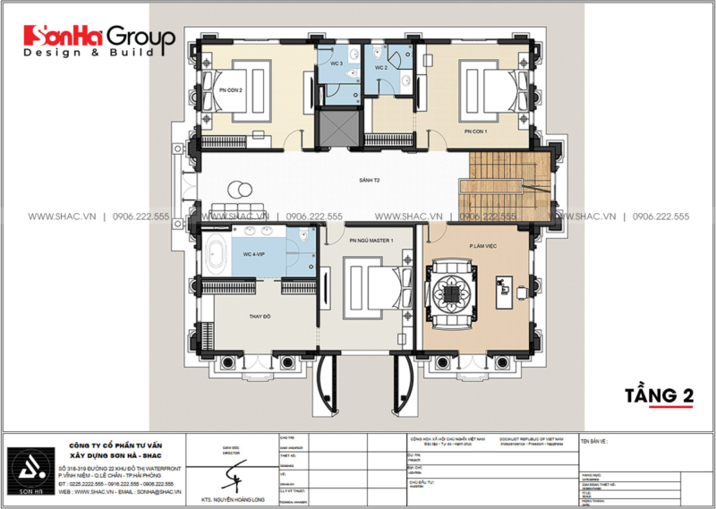 Công năng T2 mẫu nhà biệt thự có tầng hầm 