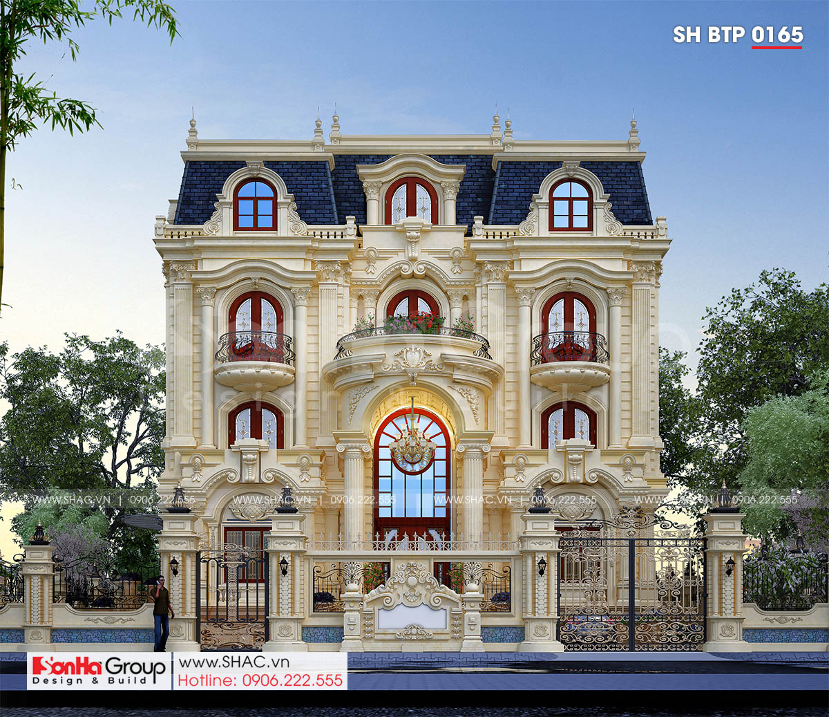 Biệt thự có tầng hầm tân cổ điển-1