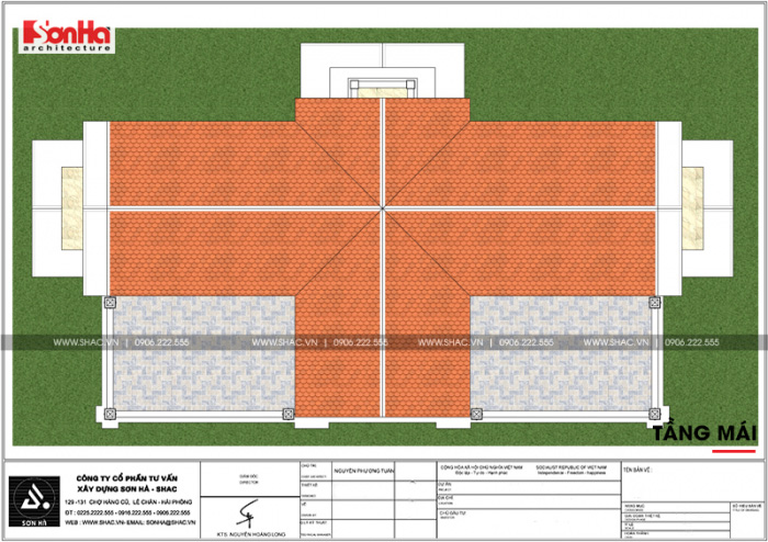 Thiết kế công năng tầng mái biệt thự có tầng hầm có hồ bơi